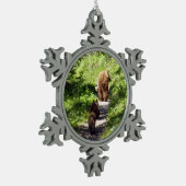 Braunbärenfamilie Schneeflocken Zinn-Ornament (Links)