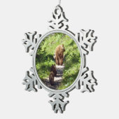 Braunbärenfamilie Schneeflocken Zinn-Ornament (Rechts)