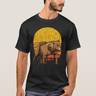 Braunbärenwald Tier Retro Sonnenuntergang Bär 1 T-Shirt