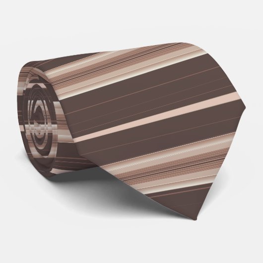 Braunbeige Creme Horizontal gestreift Krawatte (Gerollt)