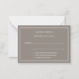 Braunbeige Elfenbein Hochzeitsantwort RSVP Mitteilungskarte