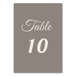 Braunbeige Elfenbein Schrift Hochzeit Tischnummer