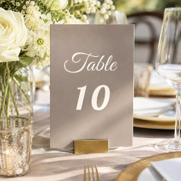 Braunbeige Elfenbein Schrift Hochzeit Tischnummer
