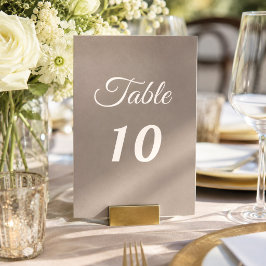 Braunbeige Elfenbein Schrift Hochzeit Tischnummer