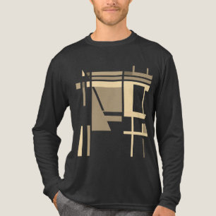 Braunbeige geometrische MCM-inspirierte Quadrate Tri-Blend Shirt