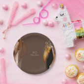 Braunbeige Goldfarben Pappteller (Party)