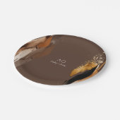 Braunbeige Goldfarben Pappteller (Schrägansicht)