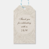 Braunbeige Monogramm-Gastgeschenk Hochzeiten Geschenkanhänger (Vorderseite)