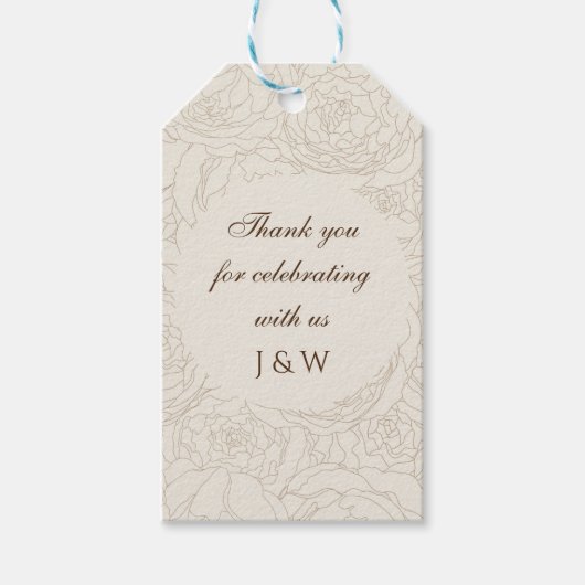 Braunbeige Monogramm-Gastgeschenk Hochzeiten Geschenkanhänger (Vorderseite)