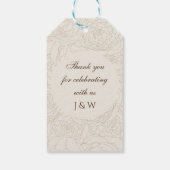 Braunbeige Monogramm-Gastgeschenk Hochzeiten Geschenkanhänger (Rückseite)