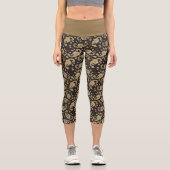 Braunbeige Paisley Pattern Hochgebirgskette Capri Leggings (Vorderseite)