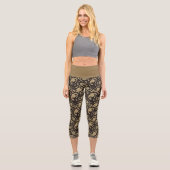 Braunbeige Paisley Pattern Hochgebirgskette Capri Leggings (Vorderseite)