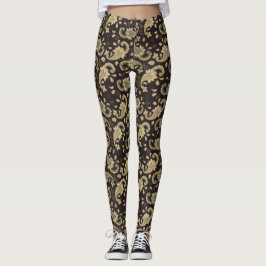 Braunbeige Paisley Pattern Leggings