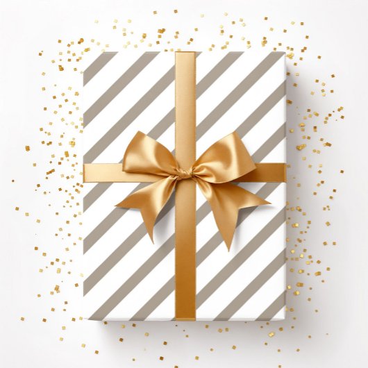 Braunbeige Taupe Weiße Streifen Muster Geschenkpapier