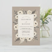 Braunbeige Verfeinerte Rustikale Hochzeit Einladung (Stehend Vorderseite)
