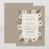 Braunbeige Verfeinerte Rustikale Hochzeit Einladung (Vorne/Hinten)