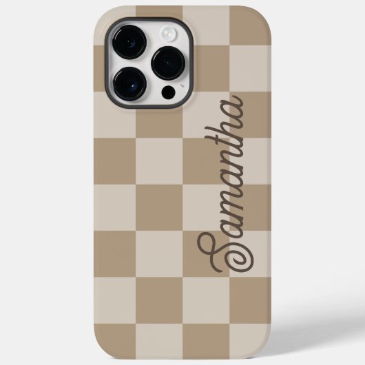 Braunbeiger Karo Schriftname Case-Mate iPhone Hülle (Rückseite)