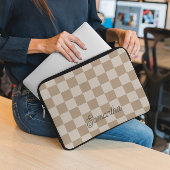 Braunbeiger Karo Schriftname Laptopschutzhülle