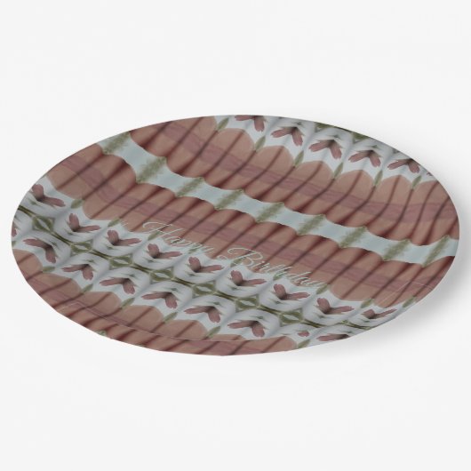 Braunblau und Grün Pappteller (Schrägansicht)