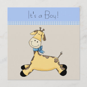 Braunblaue Giraffe Baby Boy Shower Einladung