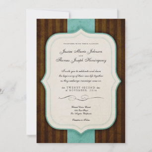 Braunblaue Hochzeitskarten mit Vintage Charme Einladung
