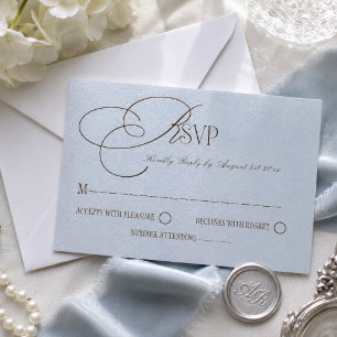 Braunblaue Luxus-Hochzeit Romantisch RSVP Karte