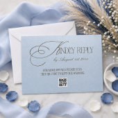 Braunblaue Luxus-Hochzeits-QR-Code RSVP Karte