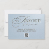 Braunblaue Luxus-Hochzeits-QR-Code RSVP Karte (Vorderseite)