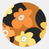 Braunblumenmuster Runder Aufkleber (Vorderseite)