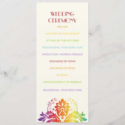 Braunbogen-Farben-Damastenheirat Programm (Rückseite)