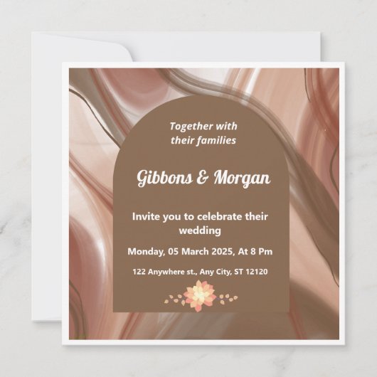 Braunbogen und Abstraktes wirbeln Einladung zur Ho (Vorderseite)