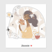 Braunbraun gebürstete Blume Aufkleber (Blatt)