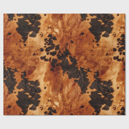 Brauncreme-Cowhide-Hochzeit Geschenkpapier (Flach)