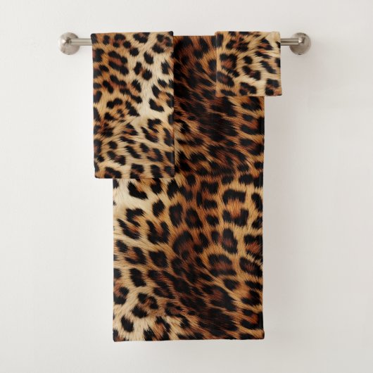Brauncreme Leopard Badhandtuch Set (Insitu)