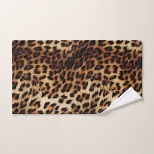 Brauncreme Leopard Badhandtuch Set (Handtuch)