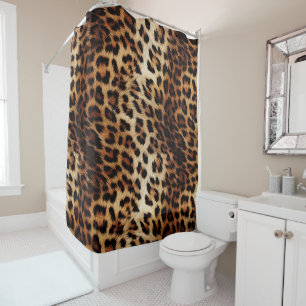 Brauncreme Leopard Duschvorhang