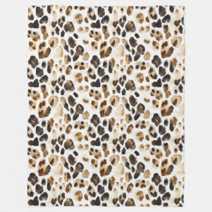 Brauncreme Leopard Fleecedecke