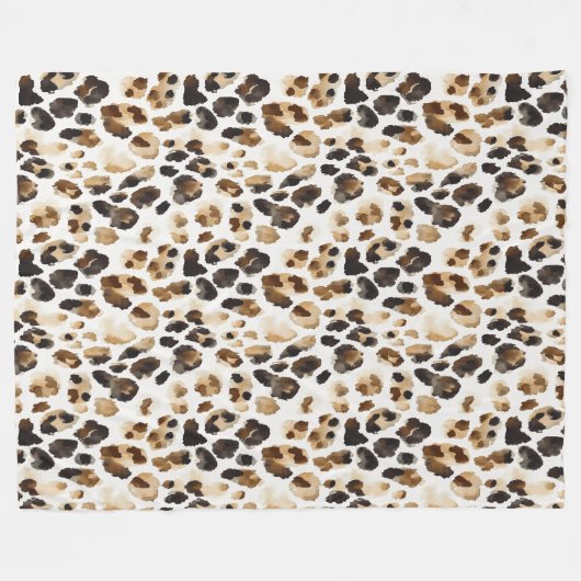 Brauncreme Leopard Fleecedecke (Vorderseite (Horizontal))