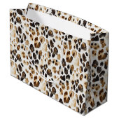 Brauncreme Leopard Große Geschenktüte (Rückseite Schrägansicht)