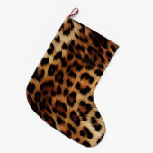 Brauncreme Leopard Großer Weihnachtsstrumpf (Vorderansicht (hängend))