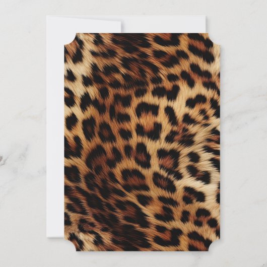 Brauncreme Leopard-Hochzeit Einladung (Rückseite)