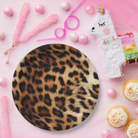 Brauncreme Leopard-Hochzeit Pappteller (Party)