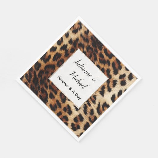 Brauncreme Leopard-Hochzeit Serviette (Ecke)