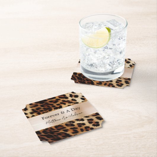 Brauncreme Leopard-Hochzeit Untersetzer (Vor Ort)