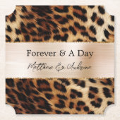 Brauncreme Leopard-Hochzeit Untersetzer (Vorderseite)