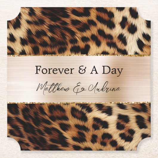 Brauncreme Leopard-Hochzeit Untersetzer (Vorderseite)