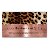 Brauncreme Leopard Rose Gold Magnetische Visitenkarte (Vorderseite)