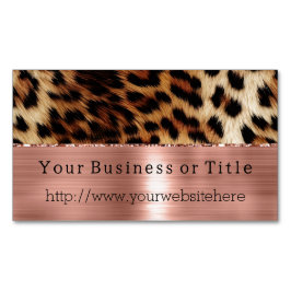 Brauncreme Leopard Rose Gold Magnetische Visitenkarte