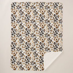 Brauncreme Leopard Sherpadecke