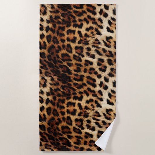 Brauncreme Leopard Strandtuch (Vorderseite)